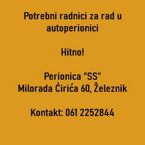 Potrebni radnici za rad u autoperionici - Higijenski Poslovi Tražim Nudim Posao Oglasi Beograd