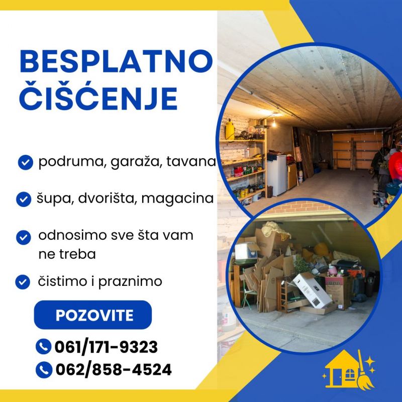 Besplatno čišćenje podruma, garaža, tavana stanova - Ostale Usluge Oglasi Beograd