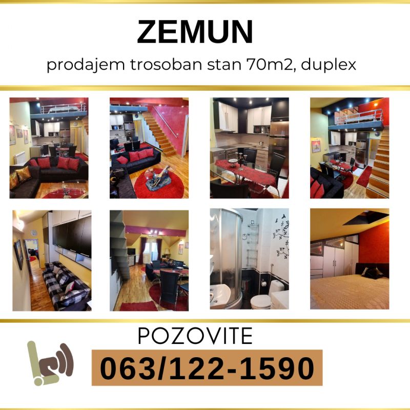 Zemun, na prodaju stan 70m2, duplex, trosoban - Prodaja Stan Oglasi Beograd