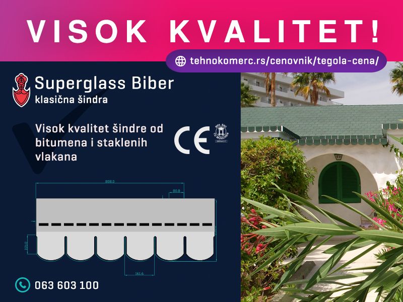 Tegola Superglass Biber - Građevinski Materijali Oglasi Beograd