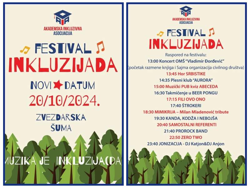 Novi termin festivala Inkluzijada u Zvezdarskoj šumi